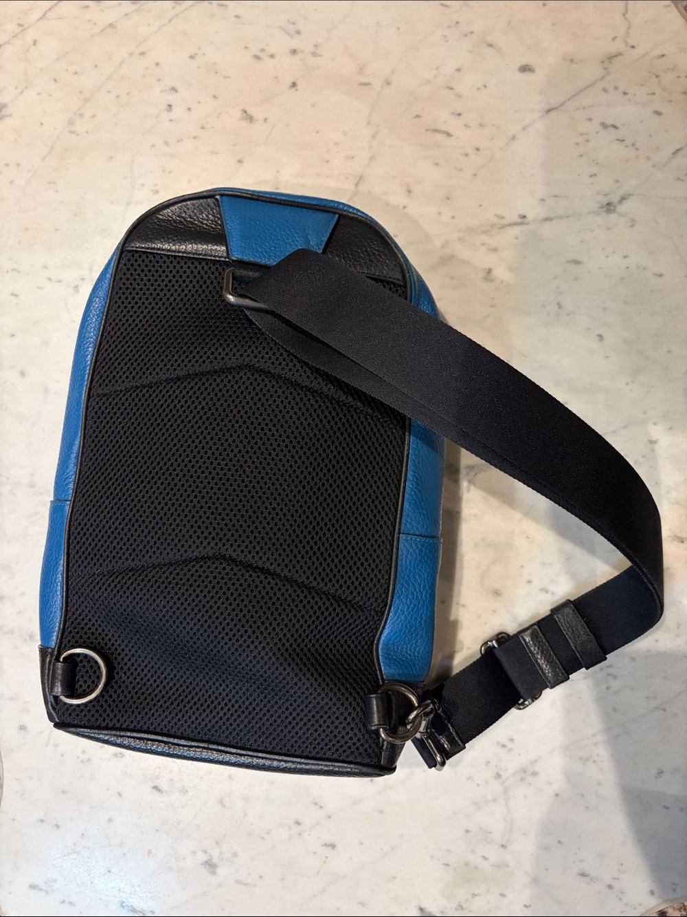 Coach Blue Leather Shoulder Sling Bag with Red Accents - Picture 2 of 5